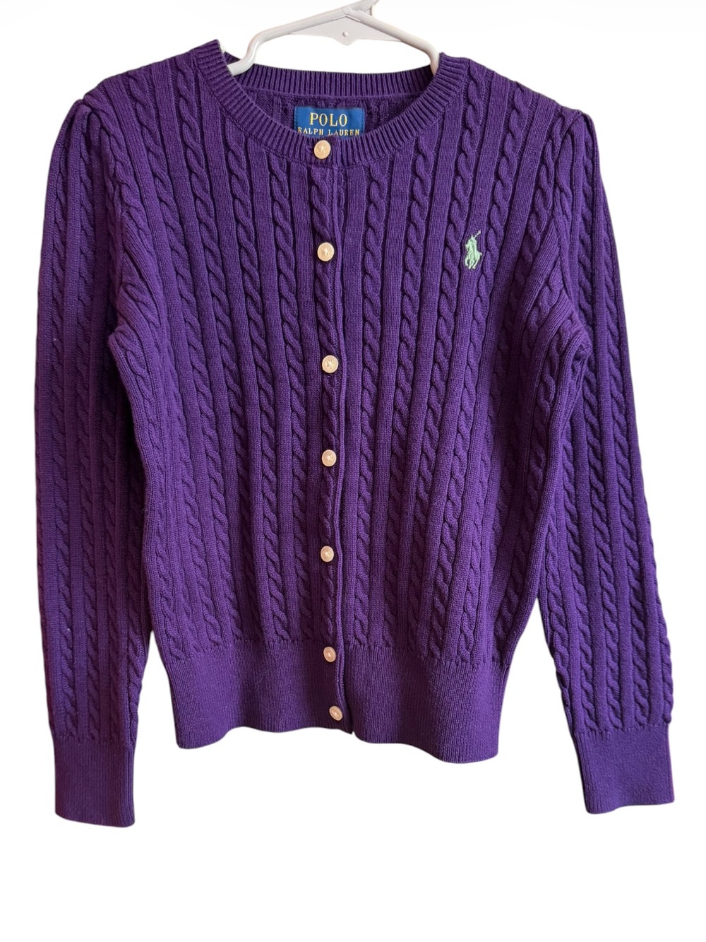 Polo by Ralph Lauren Purple 100% Cotton Button Cardigan with Logo Size 6X